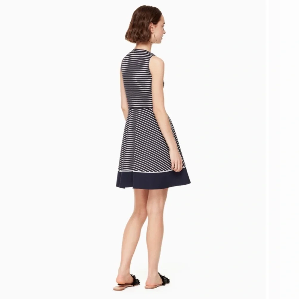 Kate Spade‎ Broome Street Stripe Ponte Fit and Flare Navy and White Dress Sz:6